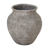 Hill Interiors Hellenic Extra Large Old Wall Grey Planter Pot with an aged stone-effect finish and ribbed detailing, shown on a plain white background.