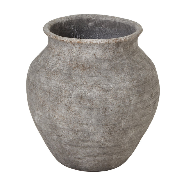 Hill Interiors Hellenic Extra Large Old Wall Grey Planter Pot with an aged stone-effect finish and ribbed detailing, shown on a plain white background.