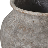 Close-up of the Hill Interiors Hellenic Extra Large planter's rim, showing the aged grey stone-effect finish with brown speckled weathering.