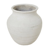 Hill Interiors Hellenic Medium Lyme White Planter Pot, a rounded ceramic-look vessel with ribbed banding and flared rim, on a white background.