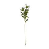 Hill Interiors Green Sea Holly Spray, a 67cm faux foliage stem with spiky thistle-like heads and textured leaves, shown against a plain white background.
