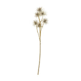 Hill Interiors Brown Xanthium Spray, an 81cm faux flower stem with burr-like blooms and tapered leaves in earthy brown tones, on a plain white background.