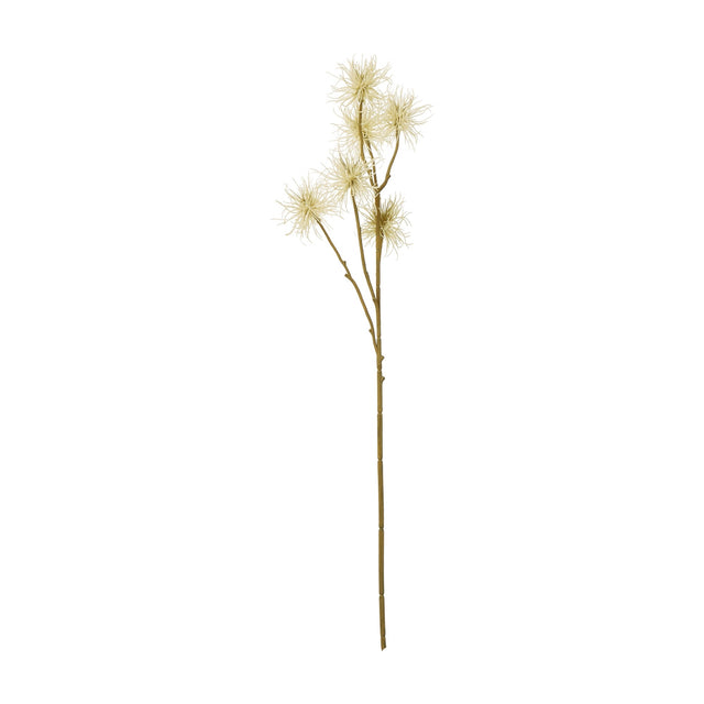 Hill Interiors Cream Xanthium Spray, an 81cm faux flower stem with wispy cream blooms on a slender branching form, shown on a plain white background.