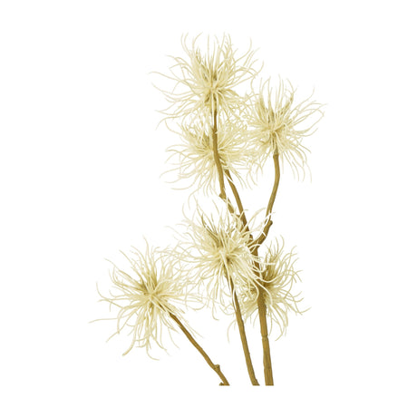 Hill Interiors Cream Xanthium Spray faux flower stem with wispy cream blooms on slender branching stems, shown against a plain white background.