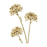 Hill Interiors Brown Allium Spray faux stem with three cream globe-shaped florets on slender branching stems, shown against a plain white background.