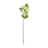 Hill Interiors Green Snowball Viburnum Spray faux flower stem with clustered pale green blooms and branching leaves on a plain white background.