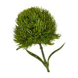 Hill Interiors Dark Green Dianthus Stem with a rounded, spiky green bloom and slim leaves on a bendable stem, shown against a plain white background.