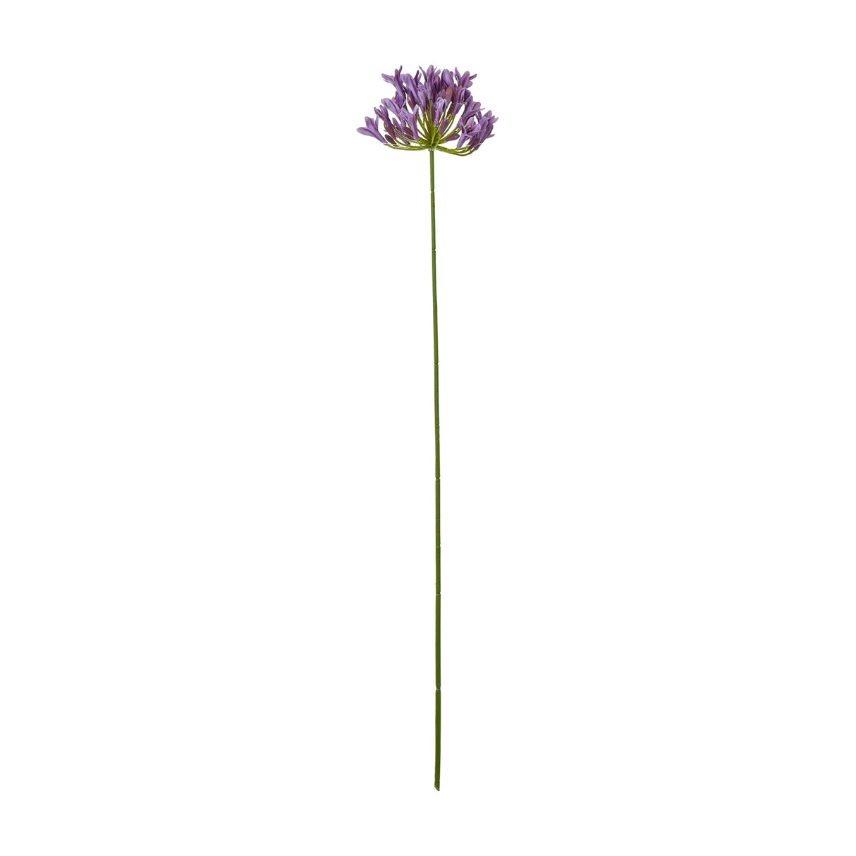 Hill Interiors Lilac Agapanthus Spray with a rounded cluster of purple blooms on a slim green stem, shown against a plain white background.