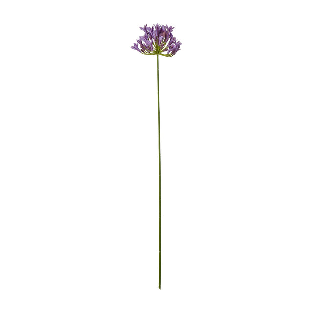 Hill Interiors Lilac Agapanthus Spray with a rounded cluster of purple blooms on a slim green stem, shown against a plain white background.