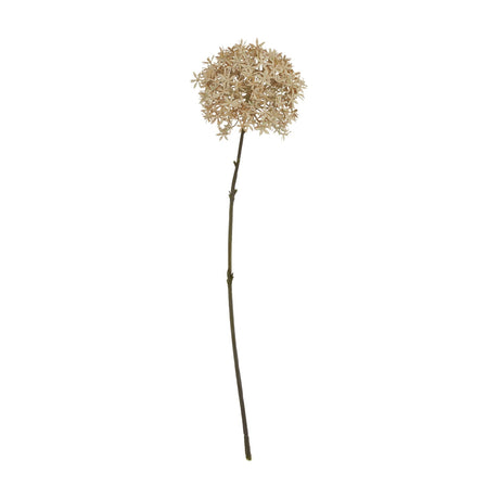 Hill Interiors Coffee Allium faux flower stem with a spherical head of tiny brown florets on a long plastic stem, shown against a plain white background.