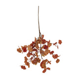 Hill Interiors Large Autumn Spray With Berries, a faux foliage stem with orange ginkgo-style leaves and berry clusters, shown on a white background.