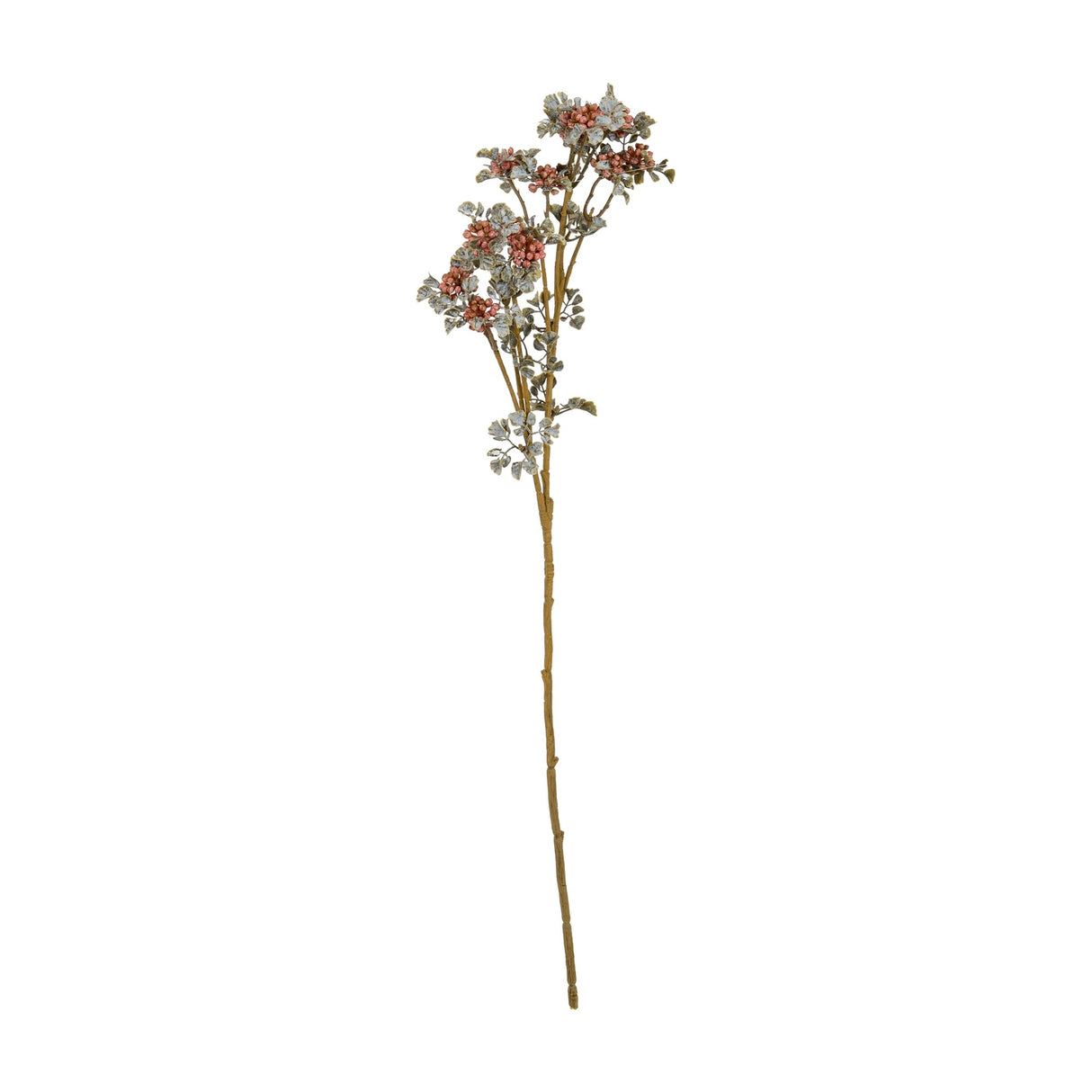 Hill Interiors Pink Berry Spray, a 61cm faux foliage stem with clusters of matte pink berries and small green leaves on a plain white background.