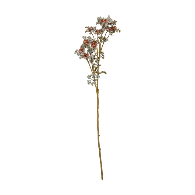 Hill Interiors Pink Berry Spray, a 61cm faux foliage stem with clusters of matte pink berries and small green leaves on a plain white background.