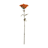 Hill Interiors Orange Dianthus Spray faux flower stem with clustered ruffled orange blooms and slim green foliage on a tall stem, shown on a white background.