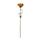 Hill Interiors Yellow Dianthus Spray faux flower stem with ruffled yellow blooms and slim green foliage on a long stem, shown on a plain white background.