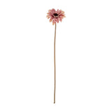 Hill Interiors Pink Gerbera Stem faux flower with layered pink petals and a textured dark centre on a long bendable stem, shown on a plain white background.