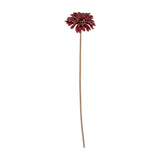 Hill Interiors Burgundy Gerbera Stem faux flower with a deep red daisy-like bloom and long bendable stem, shown against a plain white background.
