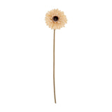 Hill Interiors Cream Gerbera Stem, a faux flower with a single open bloom of pale cream petals and dark textured centre on a long stem, on white.