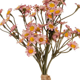 Hill Interiors Pink Daisy Bunch faux flower stem with clusters of soft pink layered petals around golden centres on slim green stems.