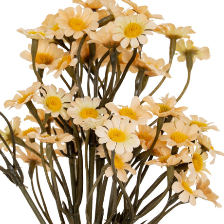 Hill Interiors Cream Daisy Bunch faux flower stems with clusters of small cream petals around soft yellow centres on green stems, shown on a white background.