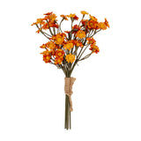 Hill Interiors Orange Daisy Bunch, a faux flower stem arrangement with orange daisies and green stems tied with jute twine, on a white background.