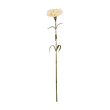 Hill Interiors Cream Carnation Stem with ruffled cream bloom atop a slender green stem with narrow leaves, shown on a plain white background.