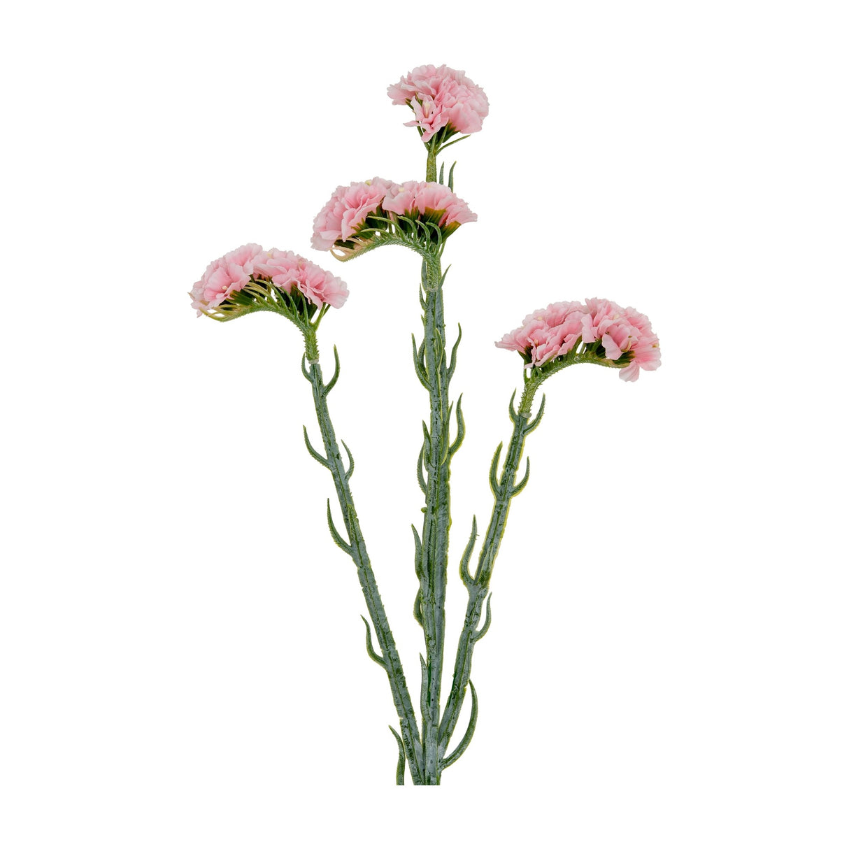 Hill Interiors Pink Statis Spray faux flower stem with clustered blush pink blooms on slender branching green stems, shown against a plain white background.