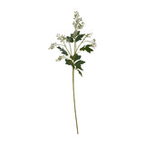 Hill Interiors Milk Thistle Bud Spray faux stem with green leaves and clustered pale buds along an upright branch, shown on a plain white background.