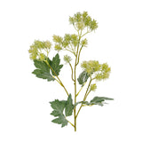 Hill Interiors Green French Meadow Spray faux flower stem with clustered green blooms and dark green leaves on branching stems, shown on a white background.