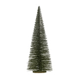 Hill Interiors Large Spindle Brush Tree, a tall tapered faux conifer stem with dense green bristle foliage on a small round base, shown on a white background.