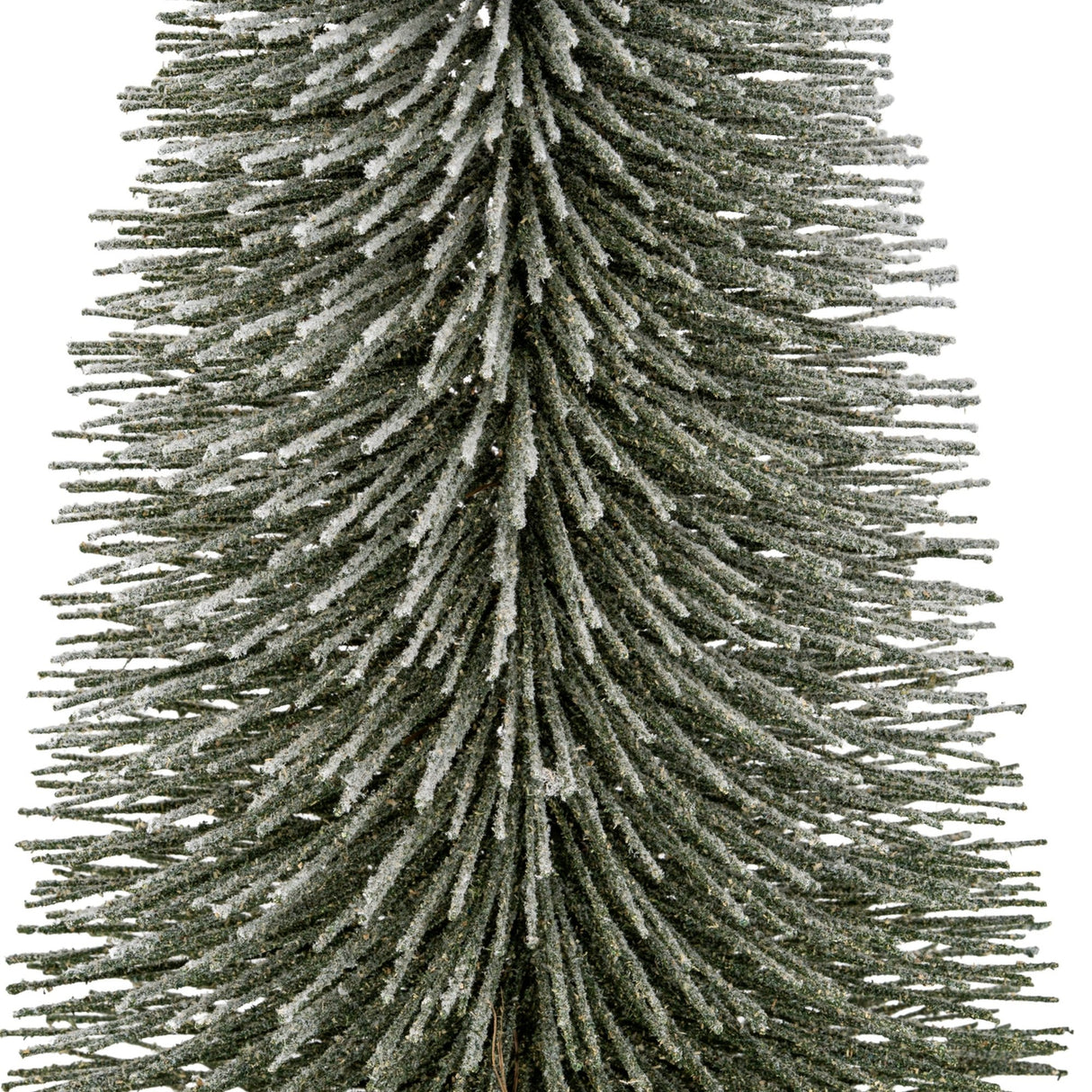 Close-up of the Hill Interiors Large Spindle Brush Tree, showing dense bristle foliage in frosted green-brown tones tapering along the branches.