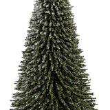 Hill Interiors Medium Spindle Brush Tree, a 30cm faux fir with tapered bristle branches in muted green-brown with light frosting, on a white background.