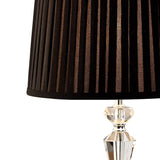 Close-up of the Renee 1 Light Crystal Table Lamp in a silver finish without shade, featuring a clear, faceted glass base set against a plain white background.
