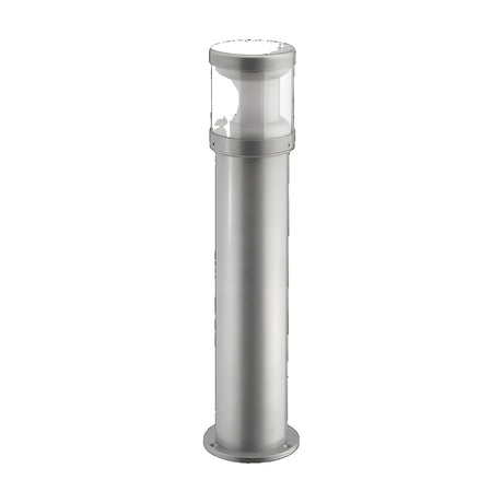 Reveal cast aluminium outdoor bollard light, 35cm, grey finish with clear polycarbonate lens head on a cylindrical post, shown on a plain white background.
