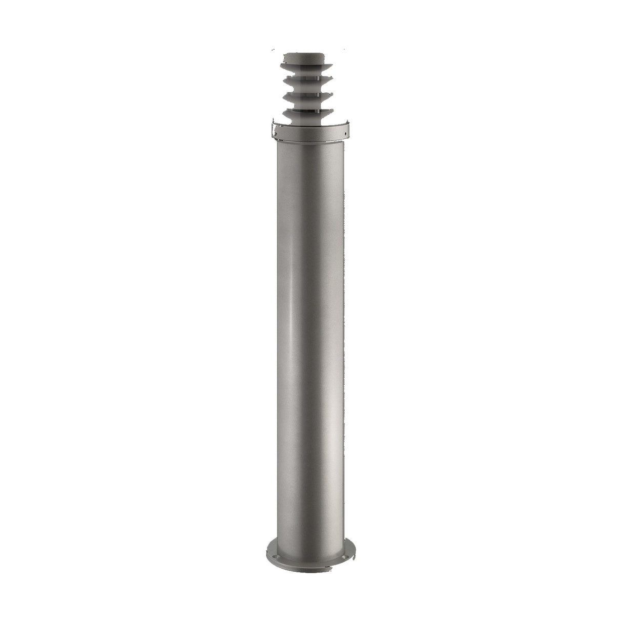 Reveal Louvred cast aluminium outdoor bollard light, 67cm, with a tall cylindrical grey body and a louvred, flat-topped lantern head, shown on a plain white background.
