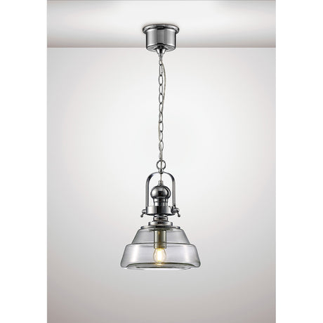 Reyna 27cm Small 1 Light Pendant Light - Polished Chrome & Clear