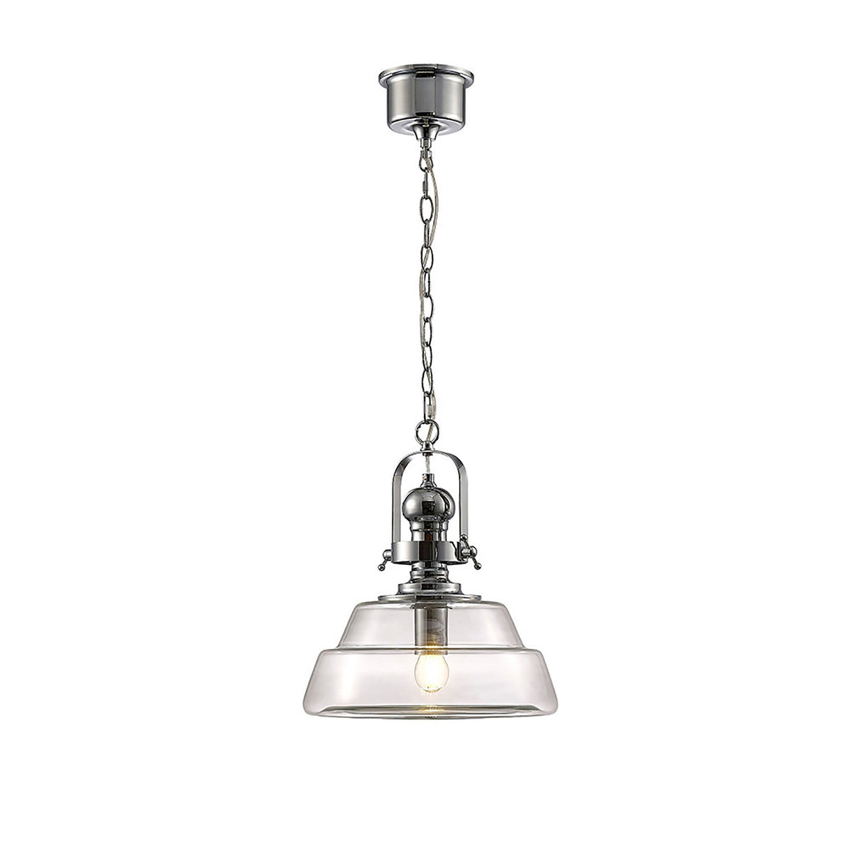 Reyna 33cm Medium 1 Light Pendant Light - Polished Chrome & Clear