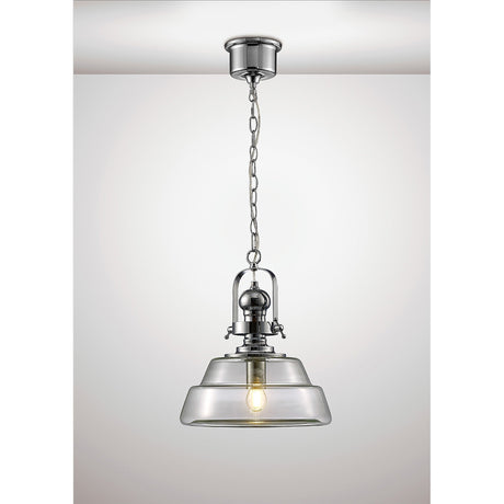 Reyna 33cm Medium 1 Light Pendant Light - Polished Chrome & Clear