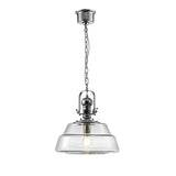 Reyna 39cm Large 1 Light Pendant Light - Polished Chrome & Clear