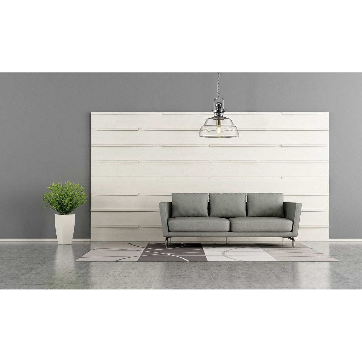 Reyna 39cm Large 1 Light Pendant Light - Polished Chrome & Clear