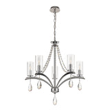 Rhea 64cm 5 Light Crystal & Glass Chandelier - Polished Chrome