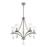 Rhea 64cm 5 Light Crystal & Glass Chandelier - Polished Chrome