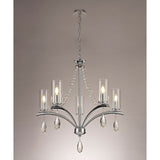 Rhea 64cm 5 Light Crystal & Glass Chandelier - Polished Chrome