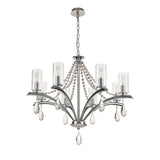 Rhea 80cm 8 Light Crystal & Glass Chandelier - Polished Chrome