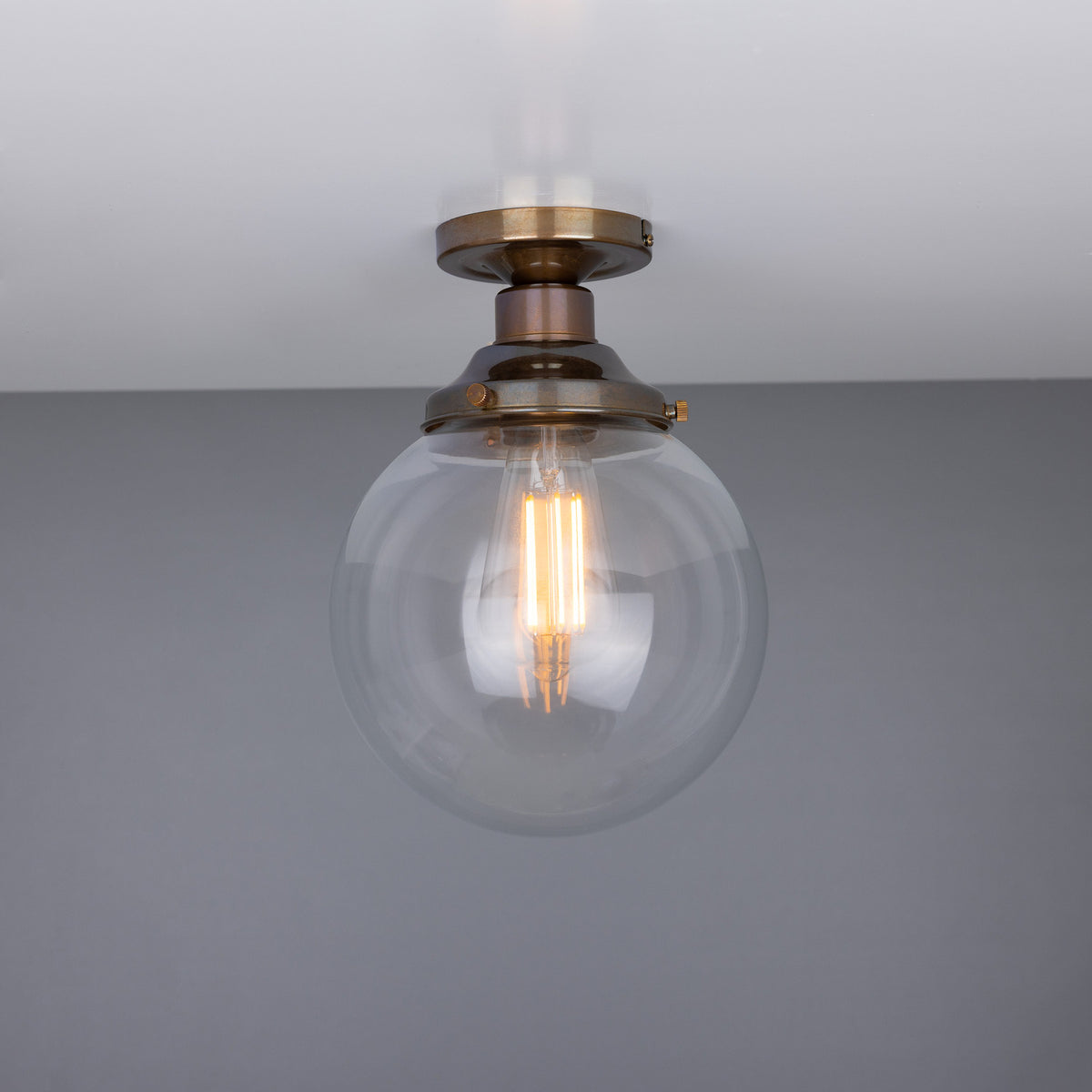 Riad Glass Globe Flush Ceiling Light - 20cm