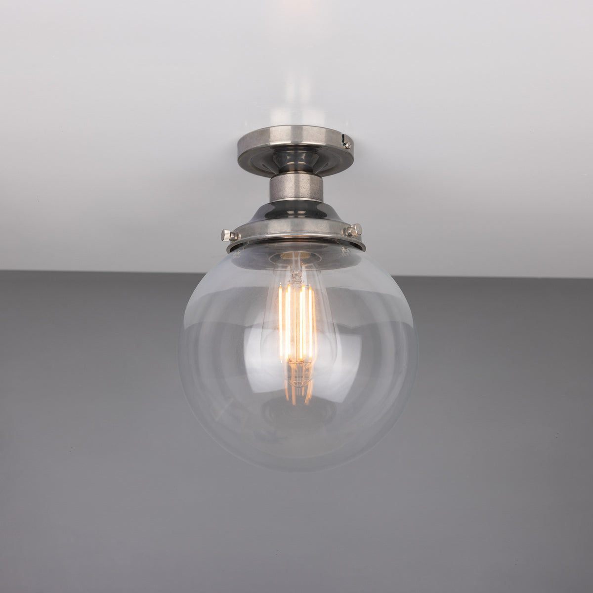 Riad Glass Globe Flush Ceiling Light - 20cm