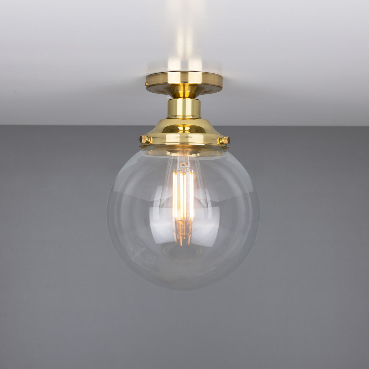 Riad Glass Globe Flush Ceiling Light - 20cm