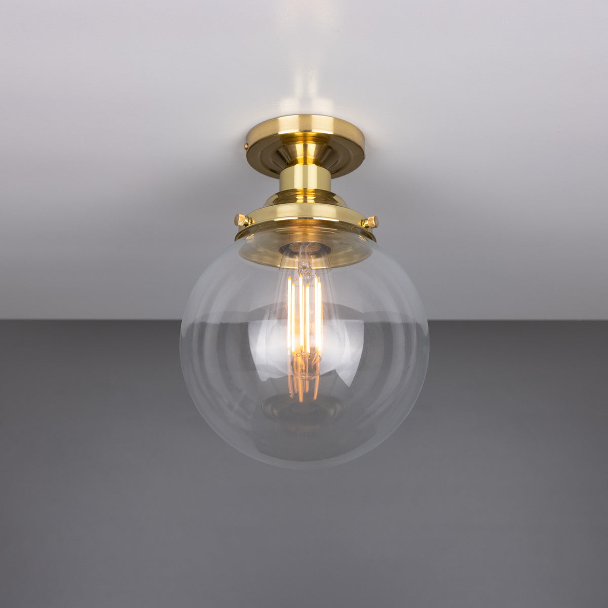 Riad Glass Globe Flush Ceiling Light - 20cm