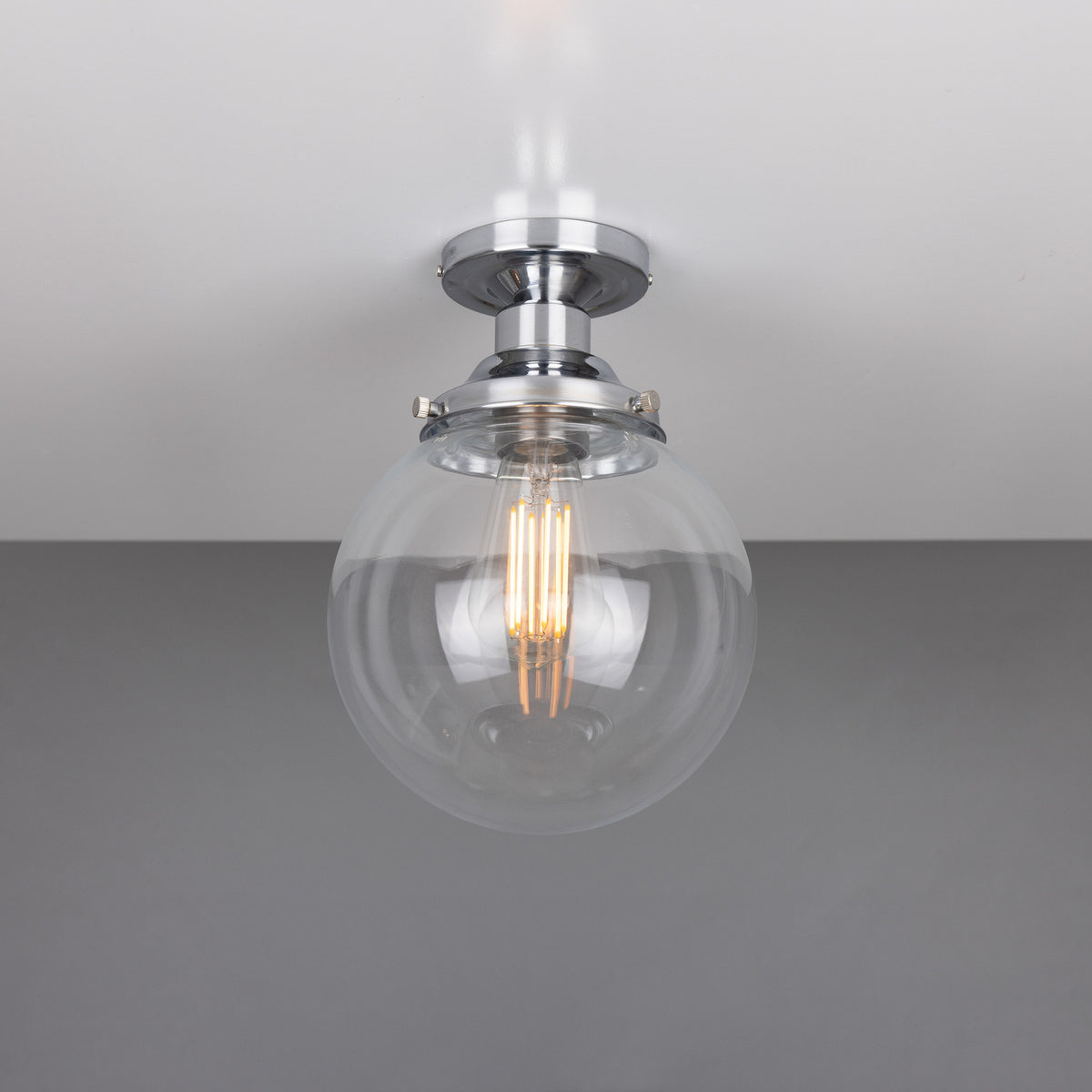 Riad Glass Globe Flush Ceiling Light - 20cm