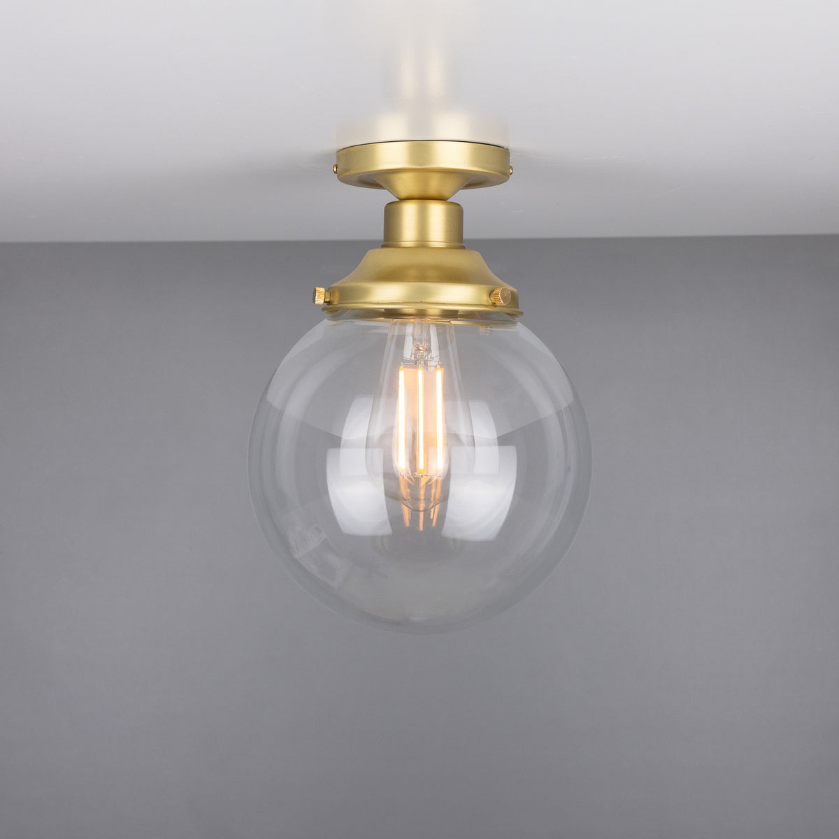 Riad Glass Globe Flush Ceiling Light - 20cm